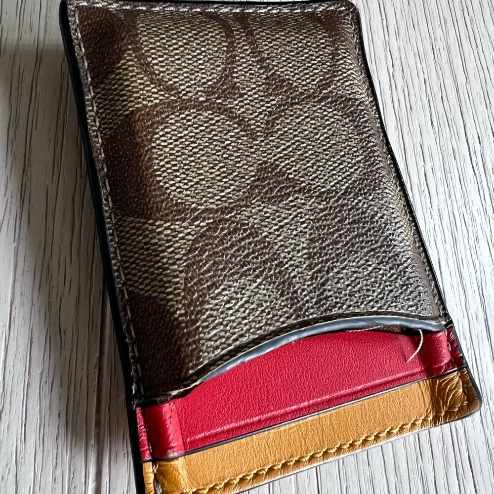 Coach Multicolor Card Holder with Metal Clip (unisex)